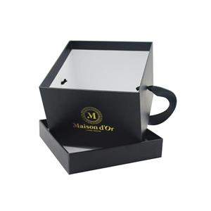 Small Square Flower Box with Black Ribbon Handle 03